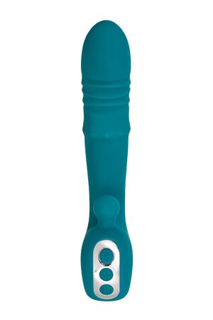 Зеленый вибратор с функцией Up&Down и стимулирующим кольцом Mija - 19 см.